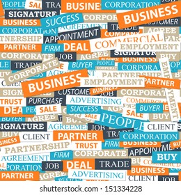 Seamless pattern, which is composed of words on business themes. Vector illustration.