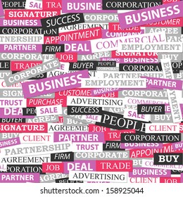 Seamless pattern, which is composed of words on business themes. Vector illustration.