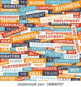 Seamless pattern, which is composed of words on business themes. Vector illustration.