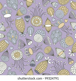 seamless pattern with whimsical floral elements