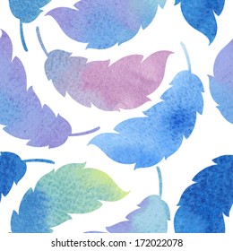 Seamless pattern with whirling feathers 