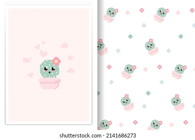 patrón transparente con vector de cactus lindo