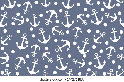 Seamless pattern with white anchor on a grey background.EPS10 Illustration 
