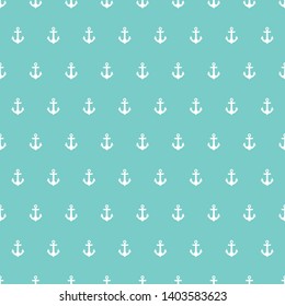 Seamless pattern with white anchors and blue background. Cute and childish design for fabric, textile, wallpaper, bedding, swaddles or gender-neutral apparel.