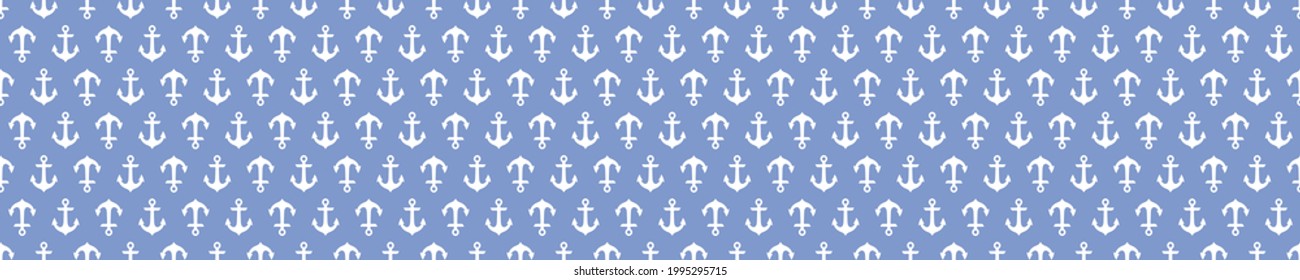 Seamless pattern with white anchors and pastel blue background.