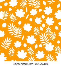 Seamless pattern with white autumn leaves