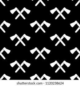 Seamless pattern with white axs on the black background. Vector illustration