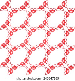 Seamless pattern, white background with red hearts 