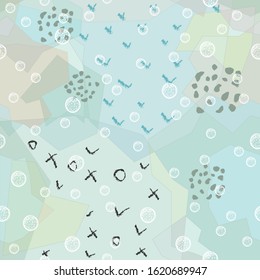 Seamless Pattern with white Balls. Scandinavian Style. Vector Illustration