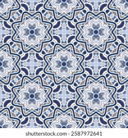 Seamless pattern in white beige blue orange for decoration. Print for paper, tiles, textiles. Home  decor, interior design, cloth design.