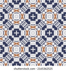Seamless pattern in white blue beige. Vector illustration. Use this pattern in the design of carpet, shawl, pillow, textile, ceramic tiles, surface.