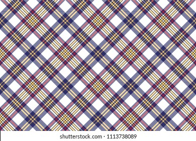 Seamless pattern white blue check plaid. Vector illustration.