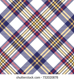 Seamless pattern white blue check plaid. Vector illustration.
