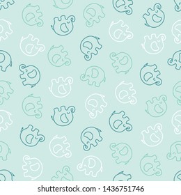 Seamless pattern with white and blue elephants