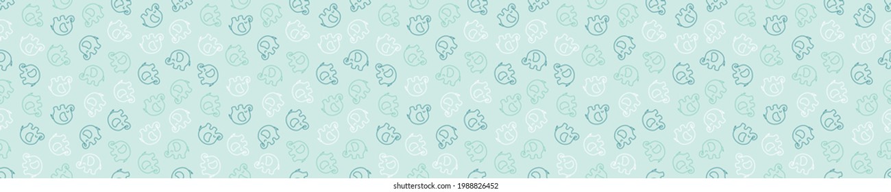 Seamless pattern with white and blue elephants