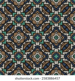 Seamless pattern in white blue green beige  for decoration, paper wallpaper, tiles, textiles, neckerchief. Home decor, interior design, cloth design.