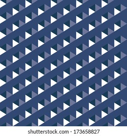 seamless pattern of white and blue triangles on a blue background. Winter colors