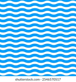Seamless pattern with white and blue wavy lines