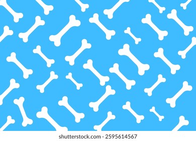 seamless pattern of white bones with blue background