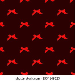 Seamless pattern with  white bows on dark brown background