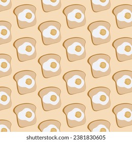 seamless pattern of white bread topped with fried egg