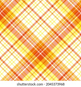 Seamless pattern in white, bright yellow and orange colors for plaid, fabric, textile, clothes, tablecloth and other things. Vector image. 2
