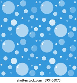 Seamless pattern of white bubbles in blue water 