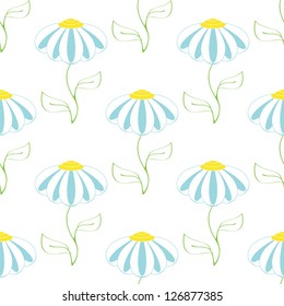 seamless pattern with white camomile on white background