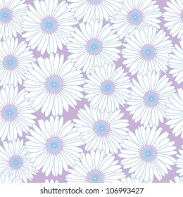 seamless pattern with white chamomile on lilac background