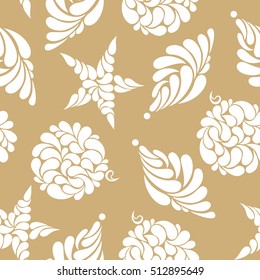 seamless pattern of white Christmas decorations on a gold background. Christmas and New year. vector illustration