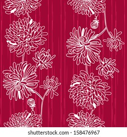 Seamless pattern of white chrysanthemums on a contrasting background