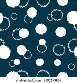 Seamless pattern of white circles and circumferences, polka dot vector.