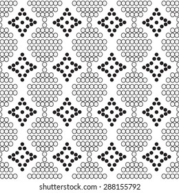 seamless pattern of white circles with diamonds
