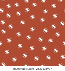 Seamless pattern with white circles with an inscribed letter S on a brown background. Vector illustration for prints on fabrics, packaging, covers and background design