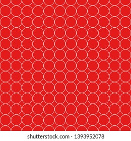 Seamless Pattern of White Circles on Red Background Vector Illustration