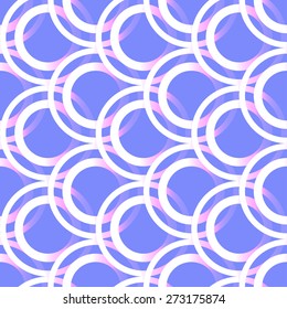 Seamless Pattern with White Circles on Blue Background. Vector Illustration.