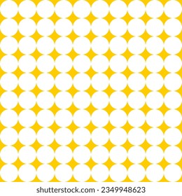 seamless pattern white circles with yellow star