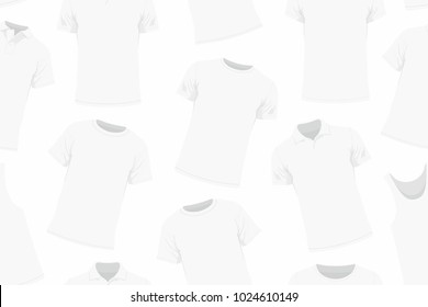 Seamless pattern of white clothes. Background of clothing. Scattered clothes