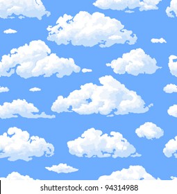 seamless pattern with white clouds