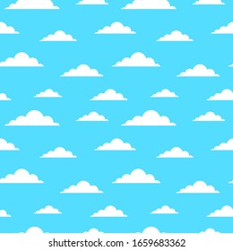 seamless pattern of white clouds with blue sky background vector illustration in flat design.
