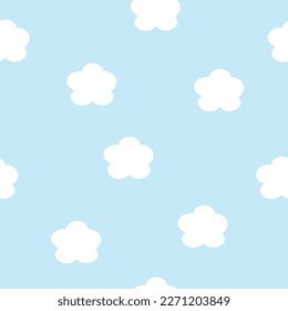 Seamless pattern, White clouds on blue background