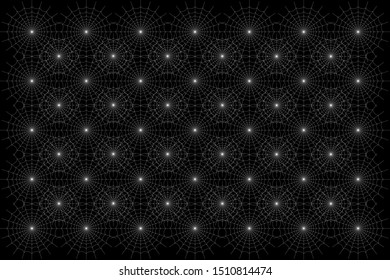 Seamless pattern of White cobwebs on black background.