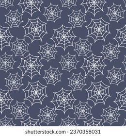 Seamless pattern with white cobwebs on dark background