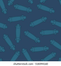 seamless pattern white contour cartoon skateboard, for boy and girl.