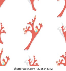 seamless pattern white coral branches with beads vector