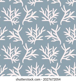 Seamless pattern with white corals. Modern design for fabric and paper, surface textures.
