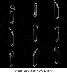 Seamless pattern with white crystals on a black background