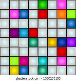 Seamless pattern - White cubes. Multicolored figures. Vector.