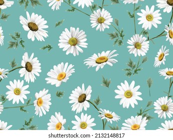Seamless pattern with white daisy design