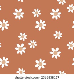 Seamless pattern with white daisy flowers